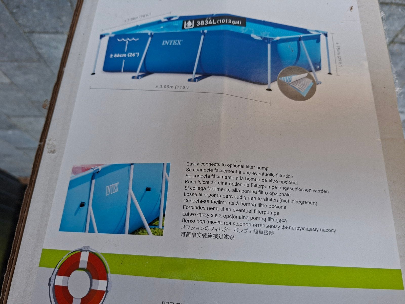 Intex zwembad 300 x 200 x 75, Ophalen, Rechthoekig, Opzetzwembad, Minder dan 80 cm