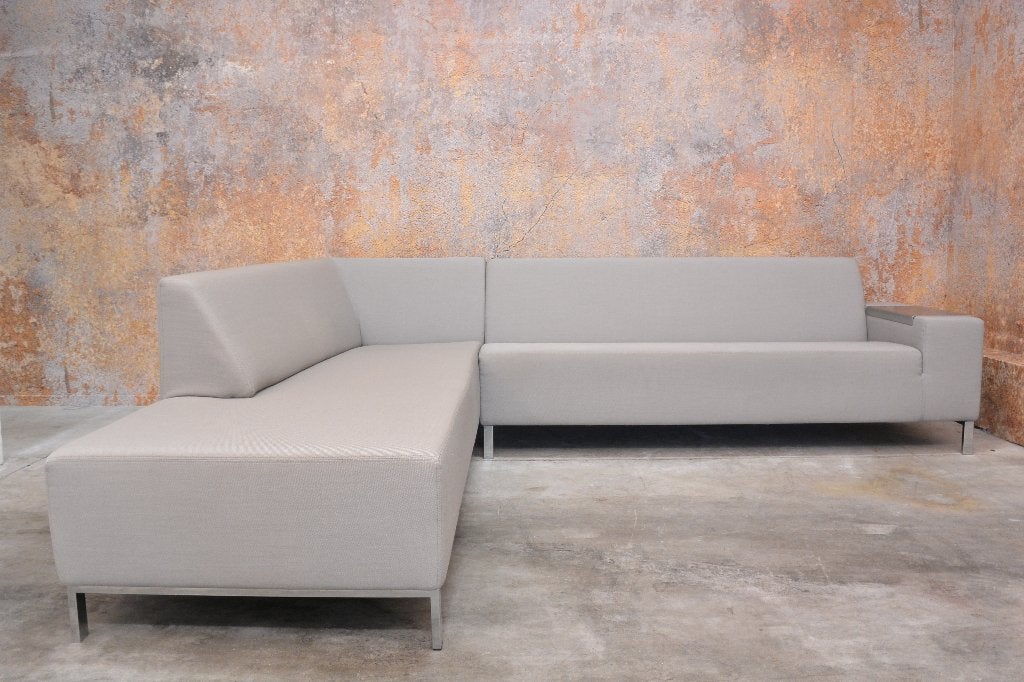 ZGANieuw! fraaie stoffen Gelderland 6511 design hoekbank, 250 tot 300 cm, Hoekbank, Zo goed als nieuw, Stof