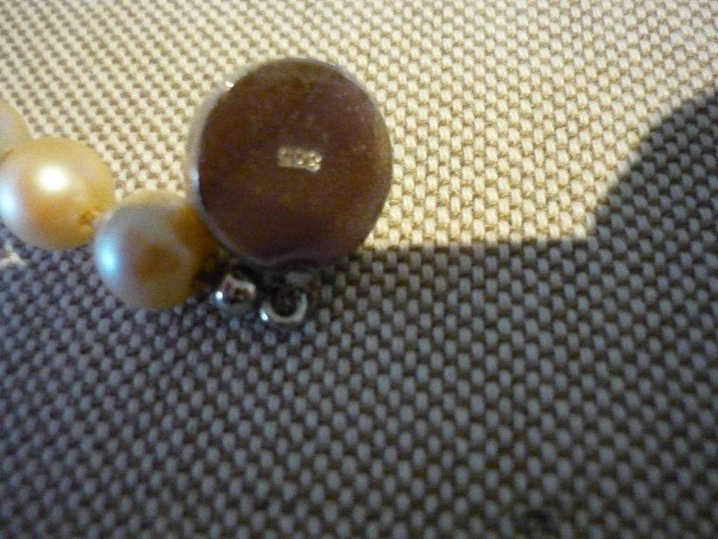 Mooie Vintage parelketting met zilveren sluiting, Verzenden, Gebruikt, Overige kleuren, Zilver