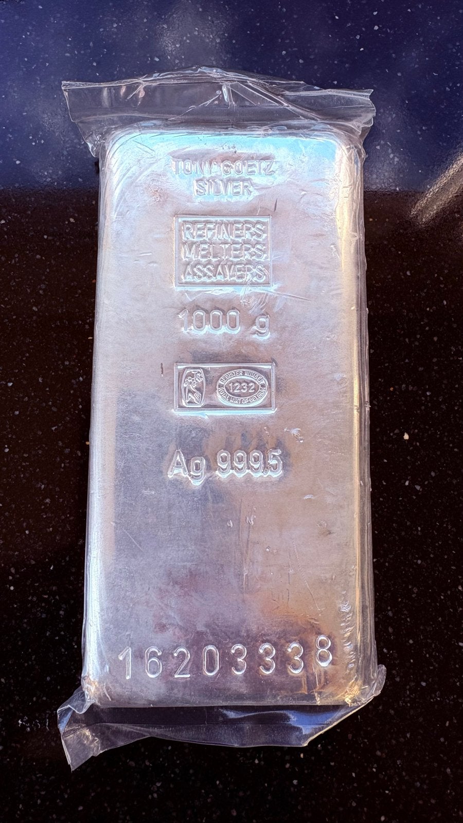 1 Kilo 999 Zilver Tony Goetz Baar met Certificaat, Ophalen, Zilver