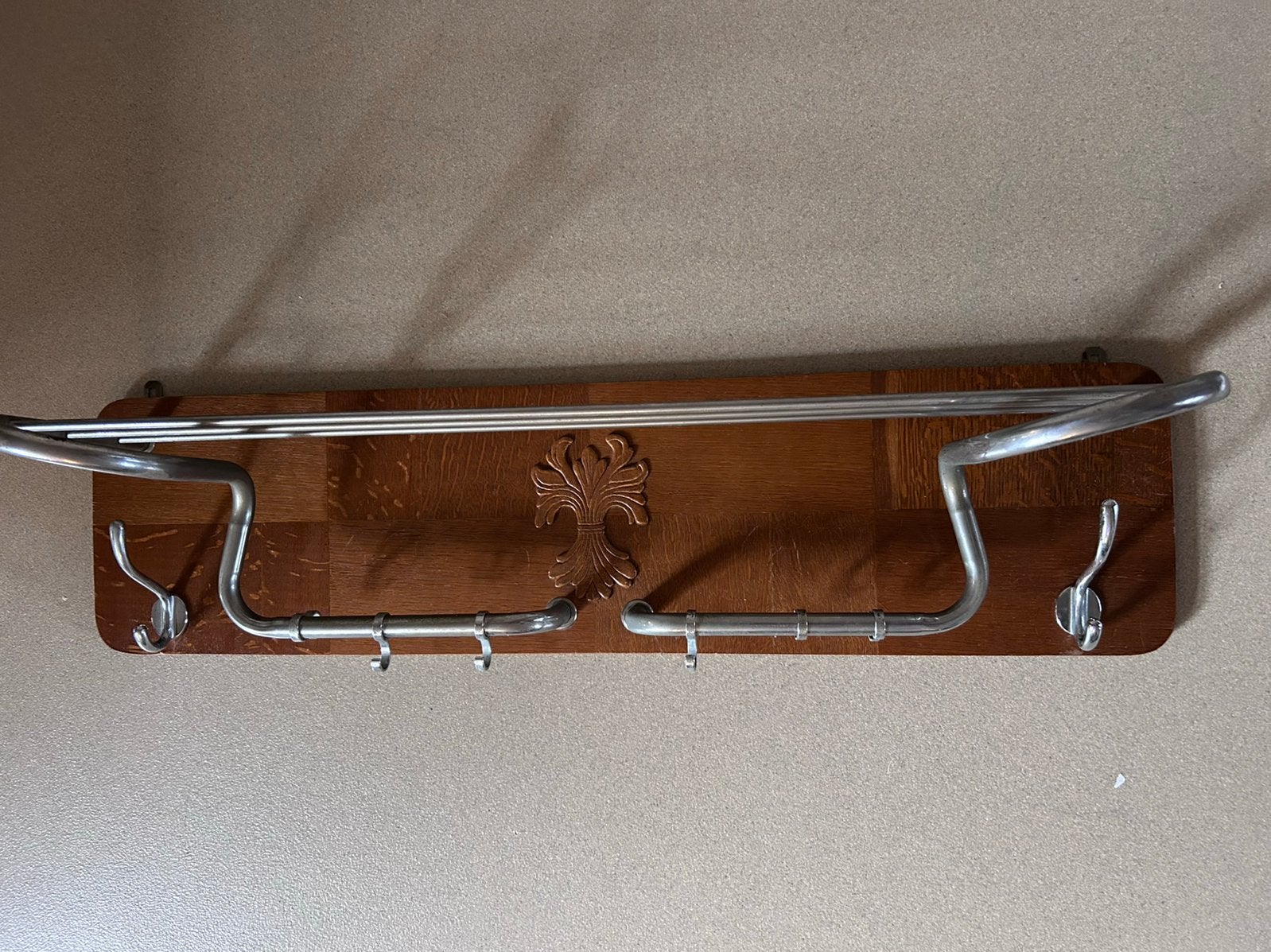 Vintage eikenhouten wandkapstok | Jaren ’60 | 100 x 25 cm, Gebruikt, 100 tot 150 cm, Hout, Ophalen
