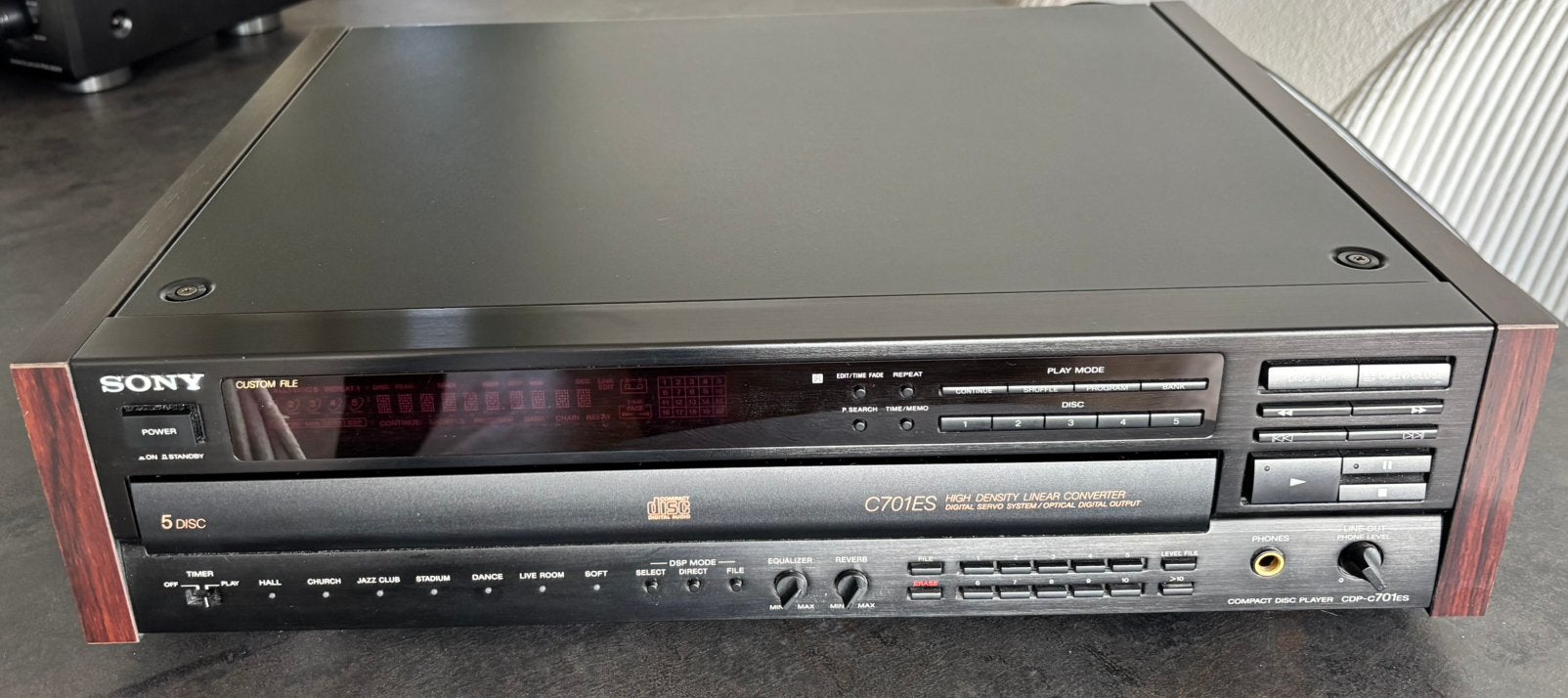 Mooie Sony CDP-C701ES CD speler met hout panelen, Ophalen, Gebruikt, Sony, Wisselaar