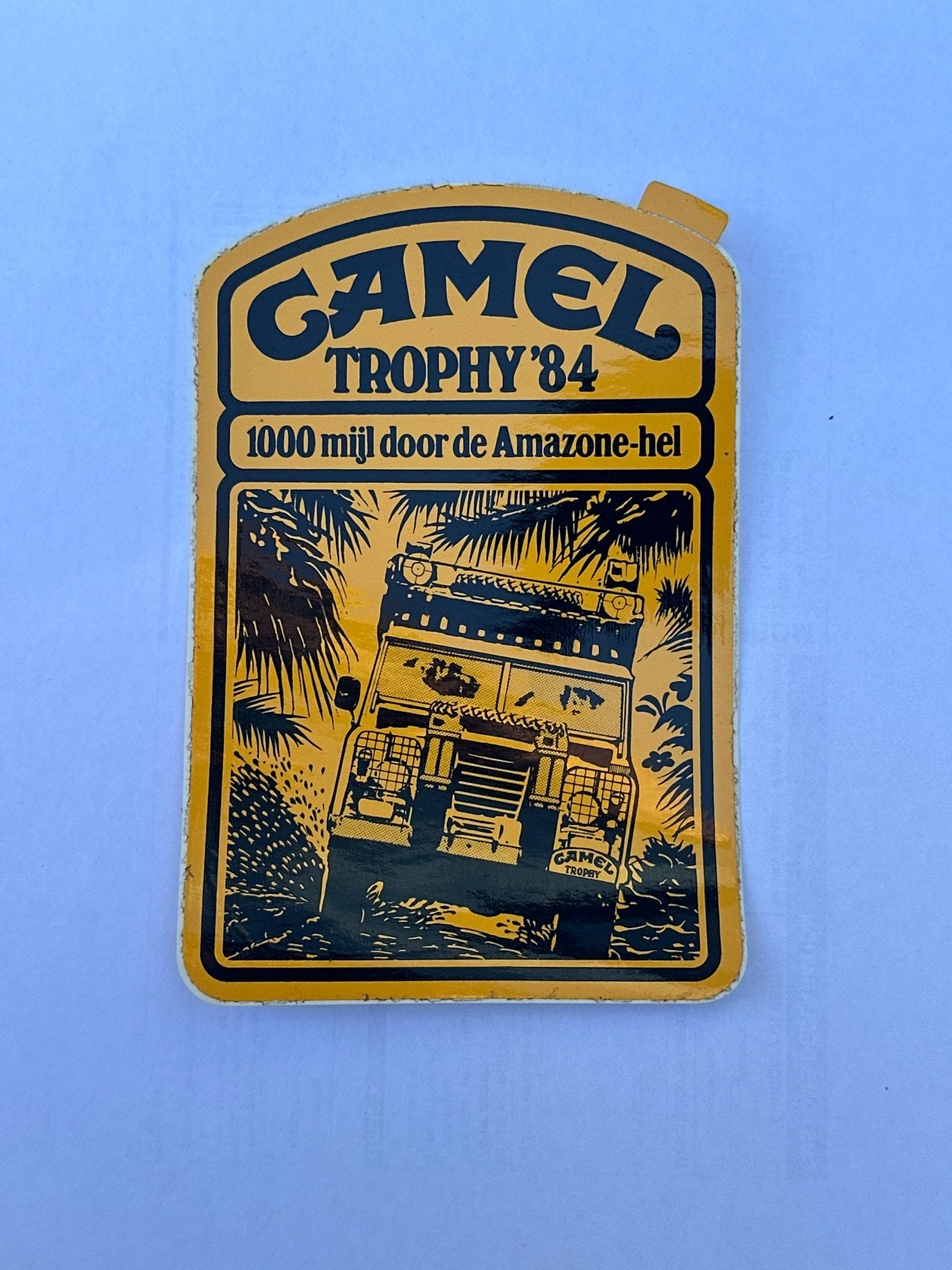 Vintage Camel Trophy '84 Sticker - Amazone-hel, Verzamelen, Ophalen of Verzenden, Gebruikt, Auto of Motor
