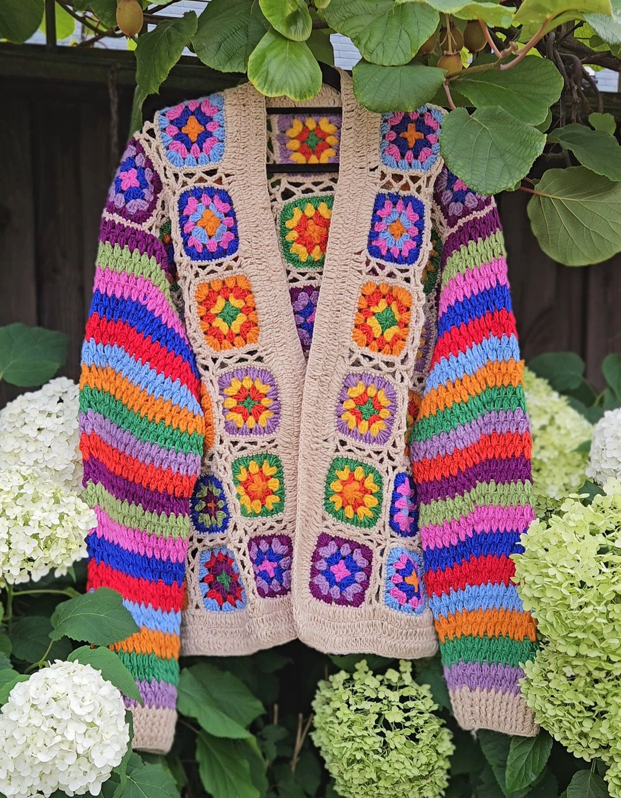 Handgemaakt granny square gehaakt wollen vest, Ophalen of Verzenden, Nieuw, Maat 38/40 (M)