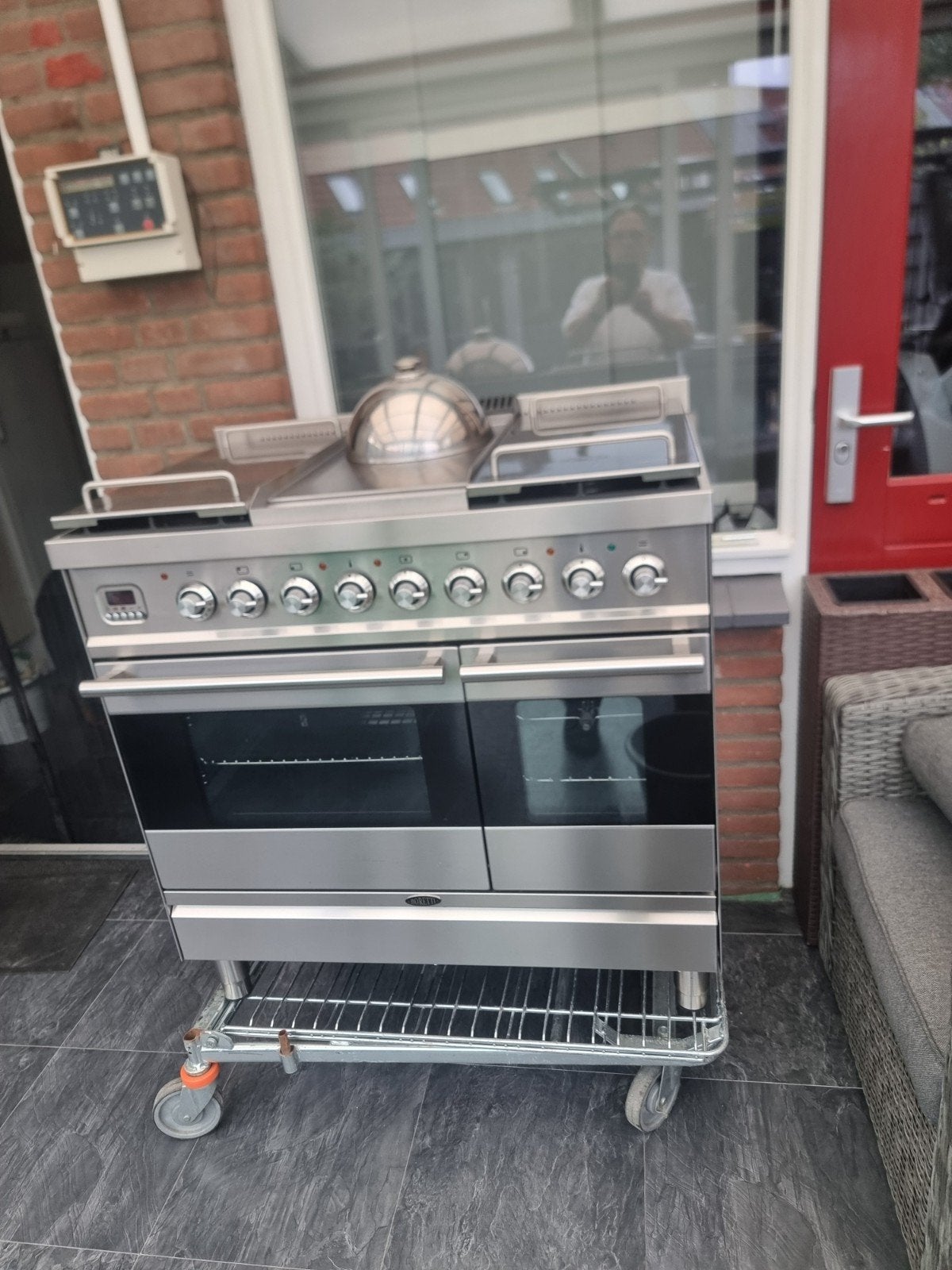 Boretti gasfornuis met dubbele over, 60 cm of meer, Grill, Ophalen of Verzenden, Zo goed als nieuw