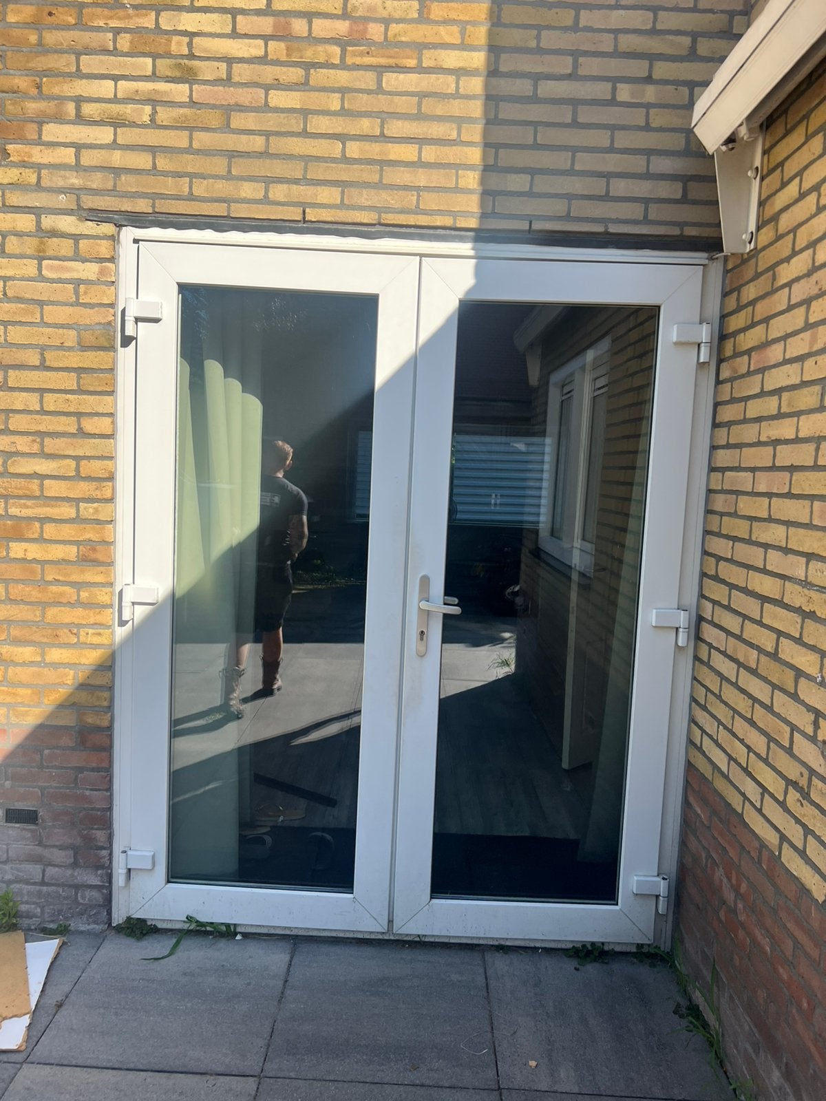 Kunstof dubbele deur, Ophalen, Gebruikt, Kunststof, Deurkozijn