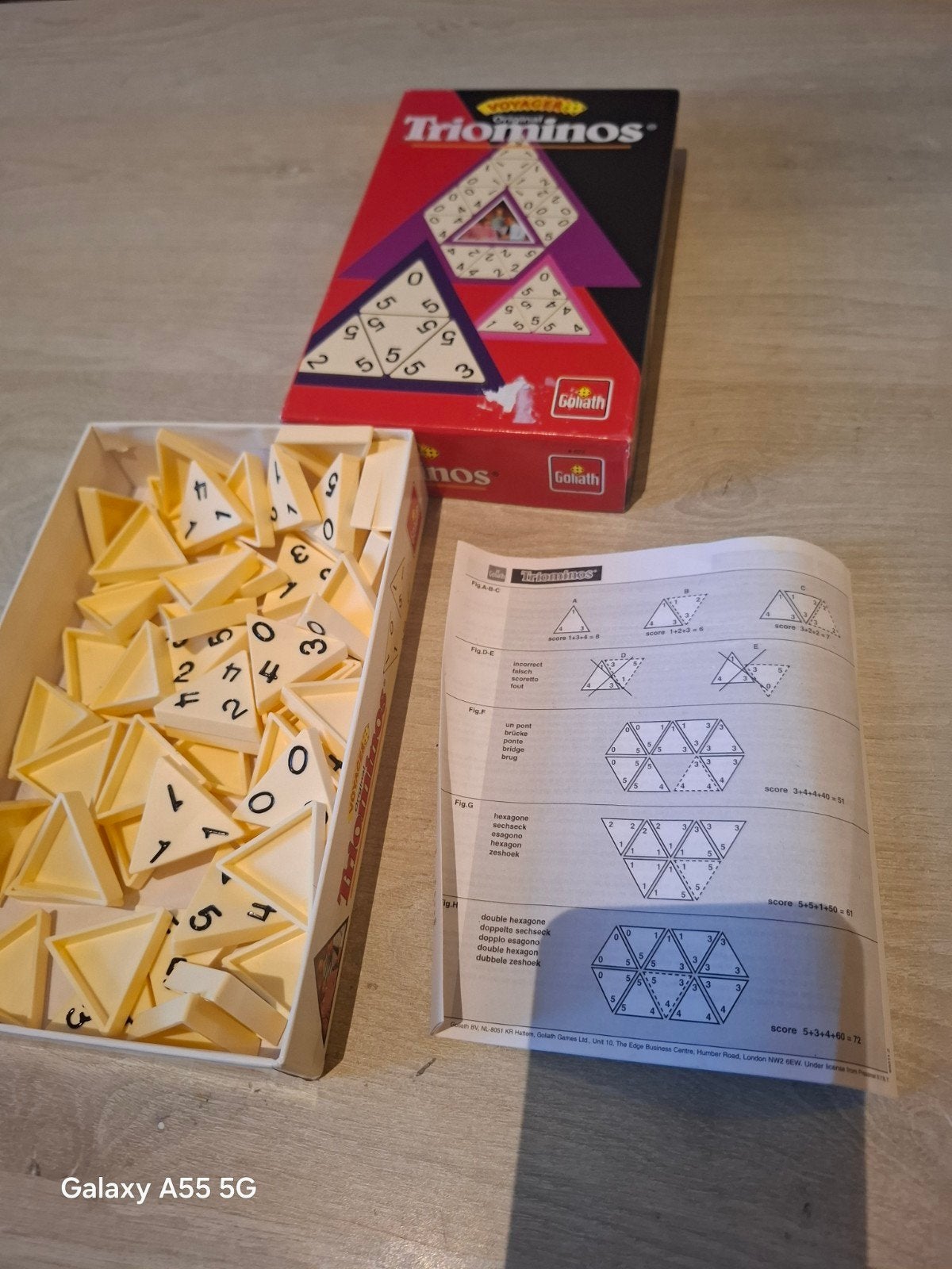 Triominos Goliath - Compleet en in goede staat, Hobby en Vrije tijd, Gezelschapsspellen | Bordspellen, Gebruikt, Goliath, Ophalen of Verzenden