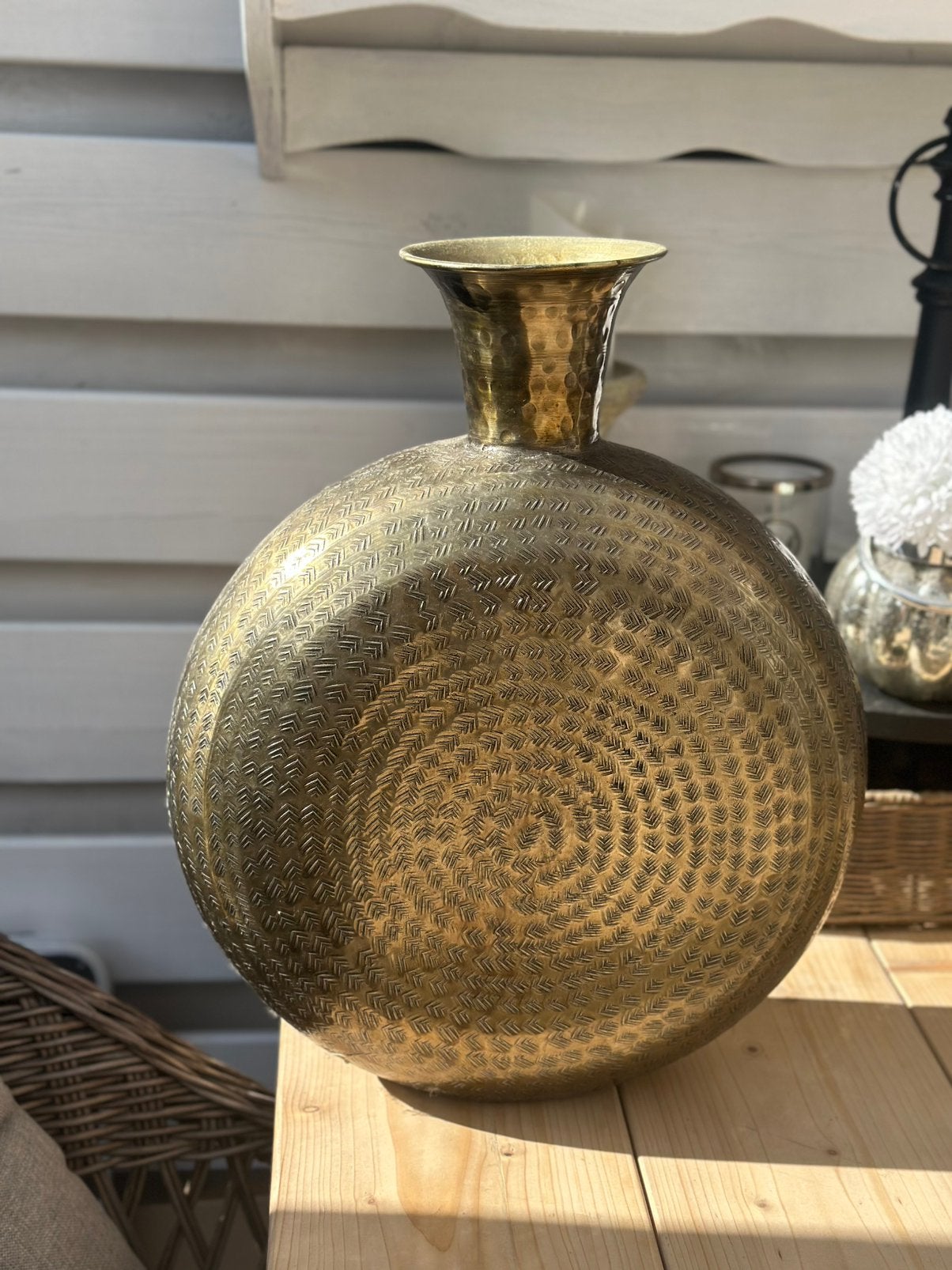 Hoge vaas, Huis en Inrichting, Woonaccessoires | Vazen, Ophalen, Zo goed als nieuw, Goud, 48 cm