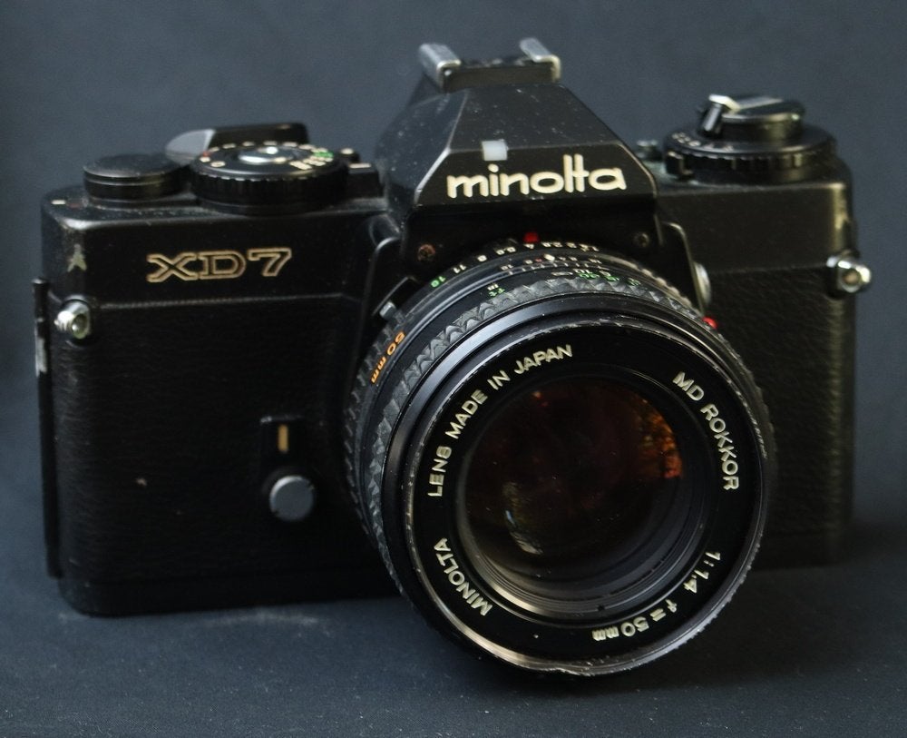 Minolta XD7 black camera body en MD Rokkor 1:1.4 f=50mm lens, Verzenden, Niet werkend, Spiegelreflex, Minolta
