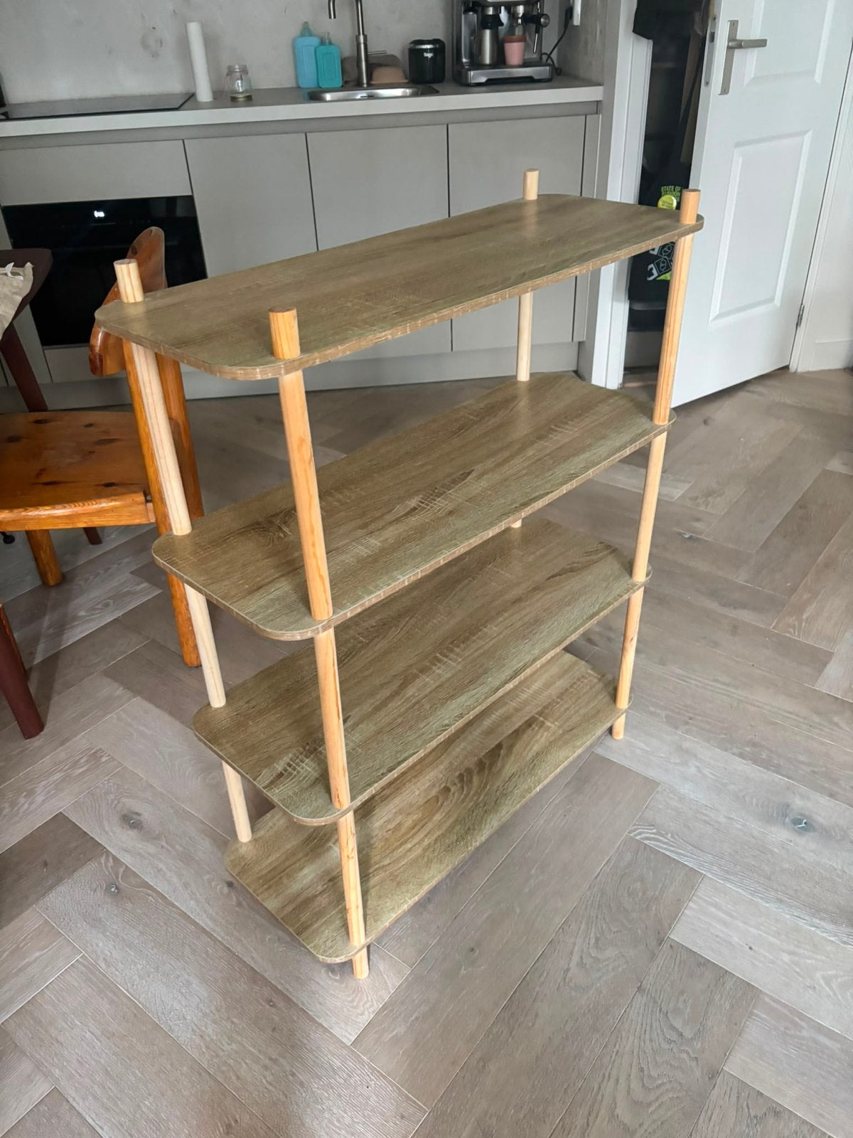 Boekenkast stellingkast met 4 Planken mid century teak retro, Ophalen, Zo goed als nieuw