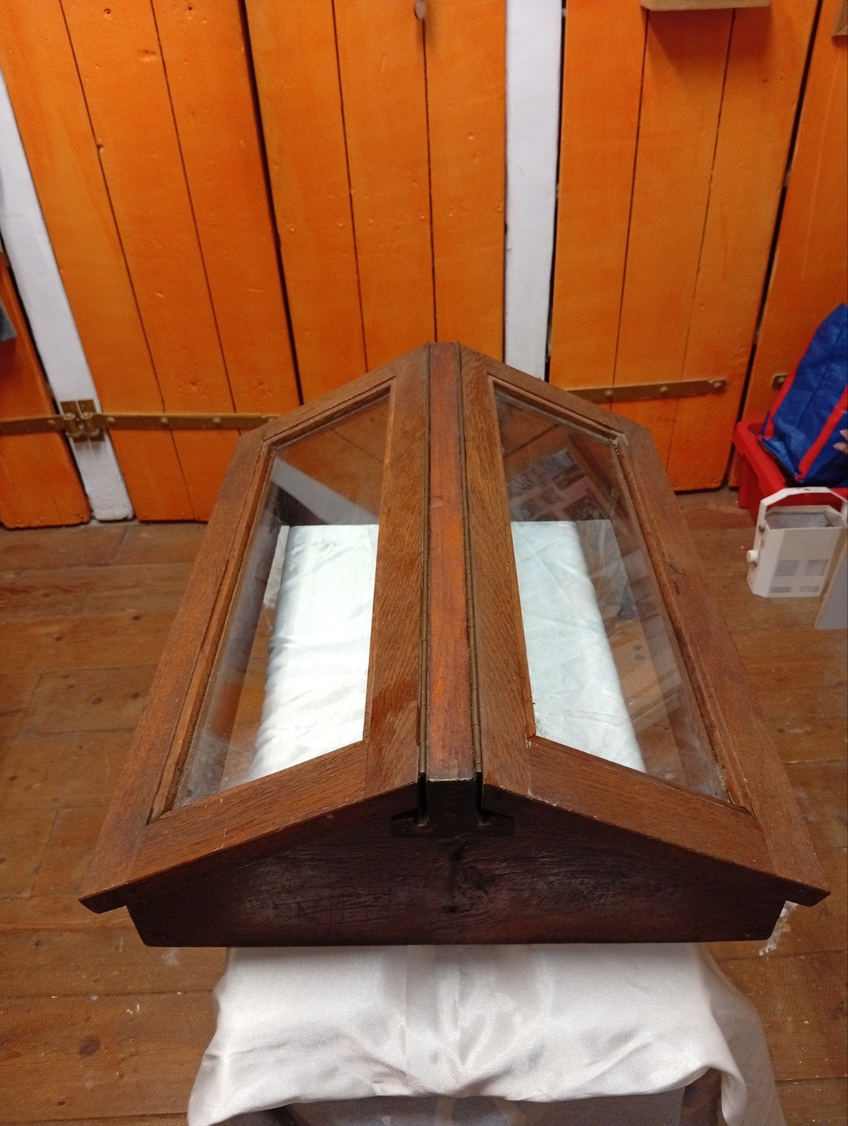 Antieke scheepskoekoek, eikenhout met messing scharn, Ophalen of Verzenden