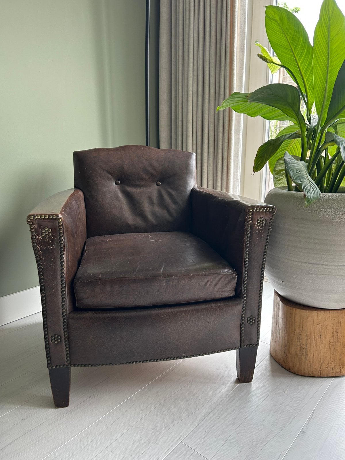 Lederen fauteuils, 2 stuks, Ophalen, Gebruikt, 75 tot 100 cm, 50 tot 75 cm