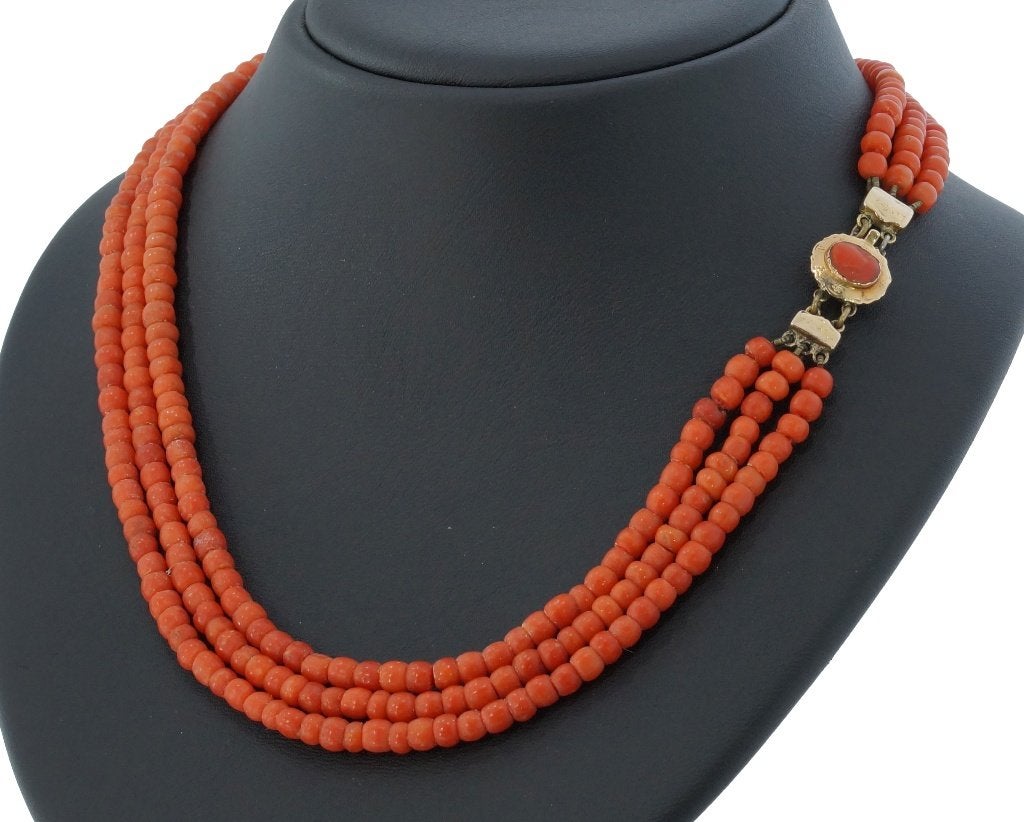Bloedkoraal antieke ketting fraaie 14k slot goud camee dames, Sieraden, Tassen en Uiterlijk, Ophalen of Verzenden, Goud, Ketting