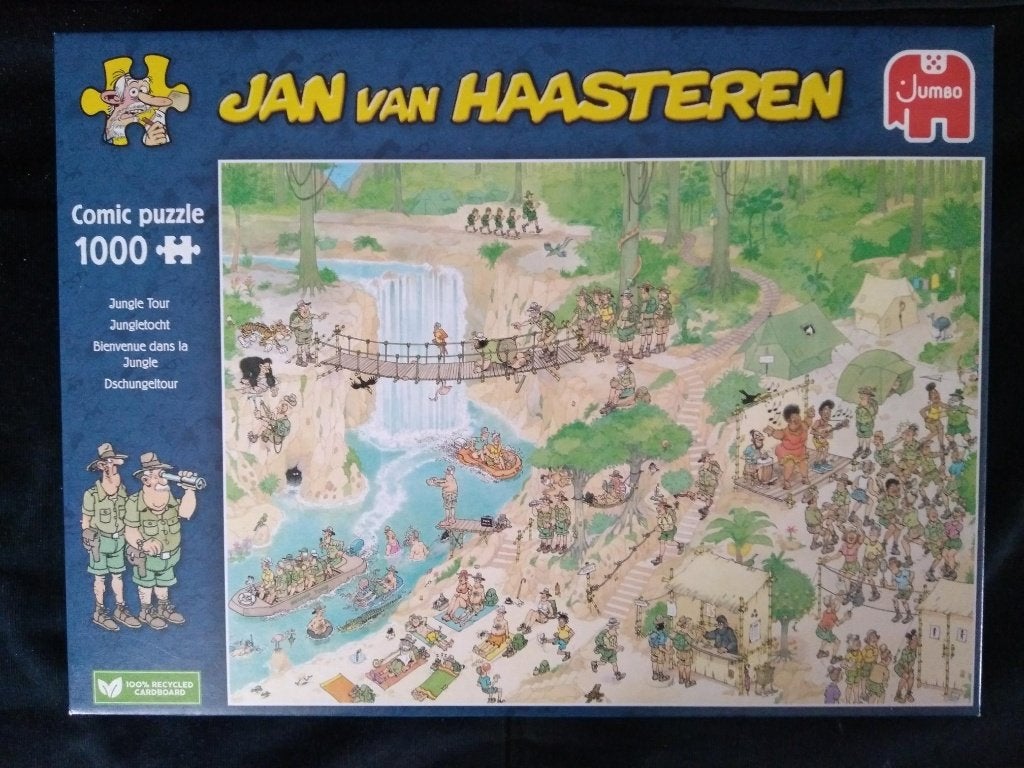 Jan van Haasteren puzzel [1000st] JUNGLETOCHT, Ophalen of Verzenden, 500 t/m 1500 stukjes, Zo goed als nieuw, Legpuzzel