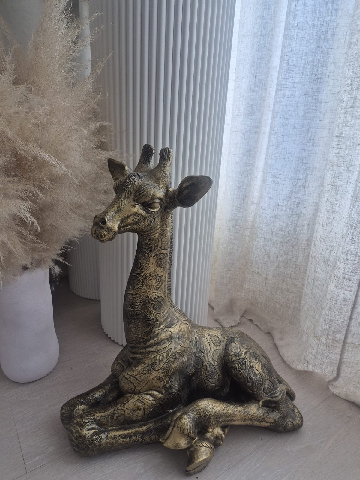 Decoratieve Giraffe Beeld - Goudkleurig, Vintage, Overige materialen, Ophalen of Verzenden, Zo goed als nieuw