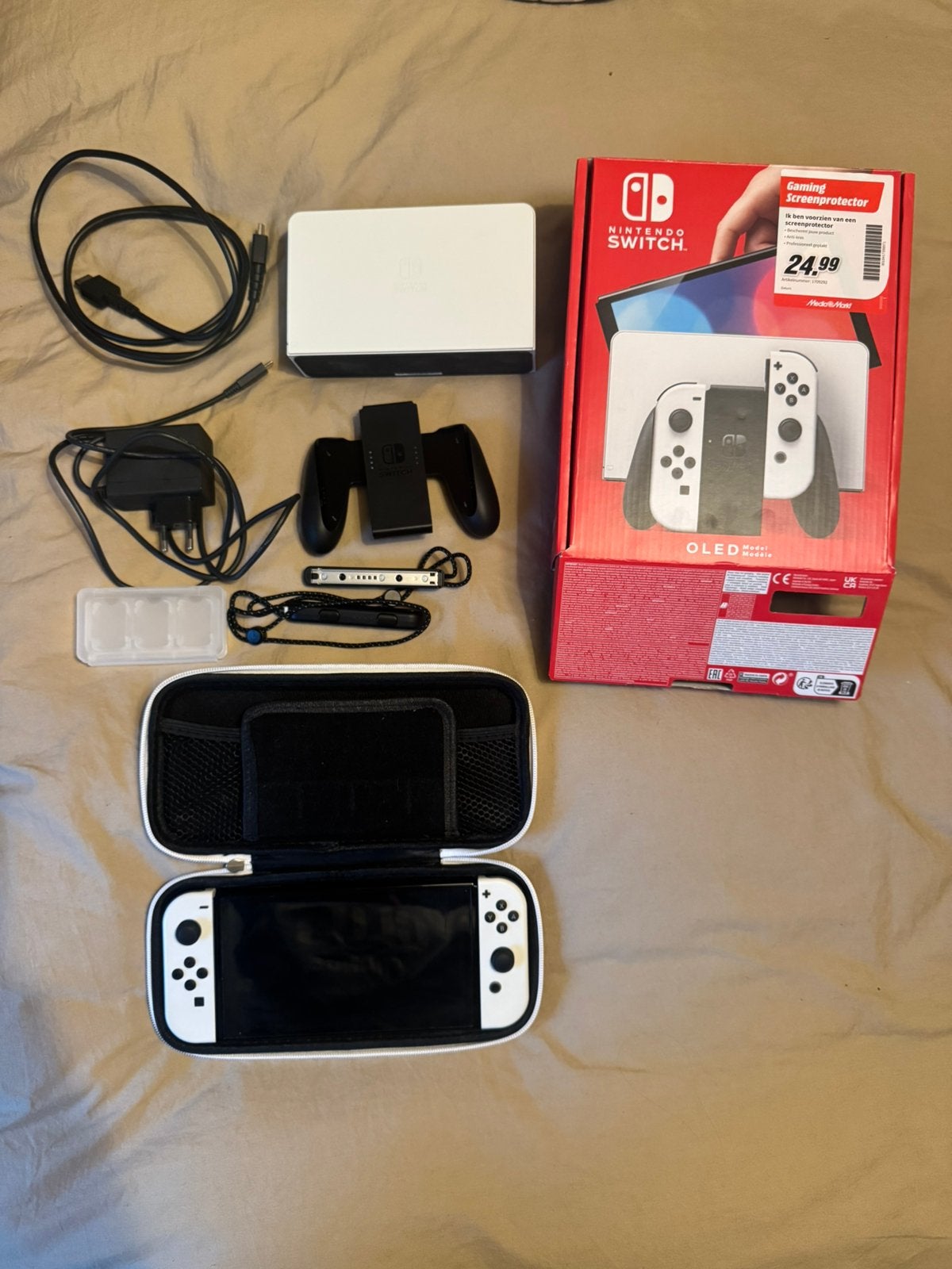 Nintendo Switch OLED Model (Wit) - Met doos & accessoires, Ophalen, Zo goed als nieuw, Met 1 controller, Switch OLED