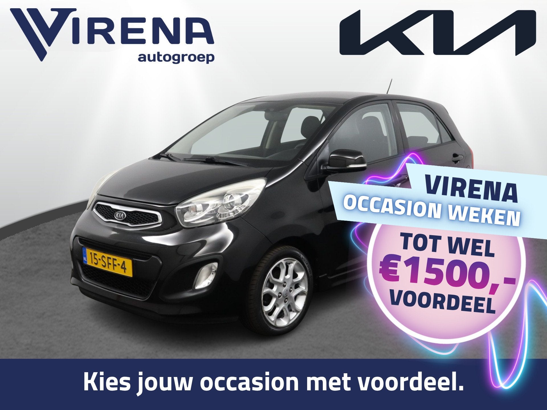 Kia Picanto 1.2 CVVT Comfort Pack Airco - Elektrische ramen, Auto's, Euro 5, Gebruikt, Zwart, 4 cilinders