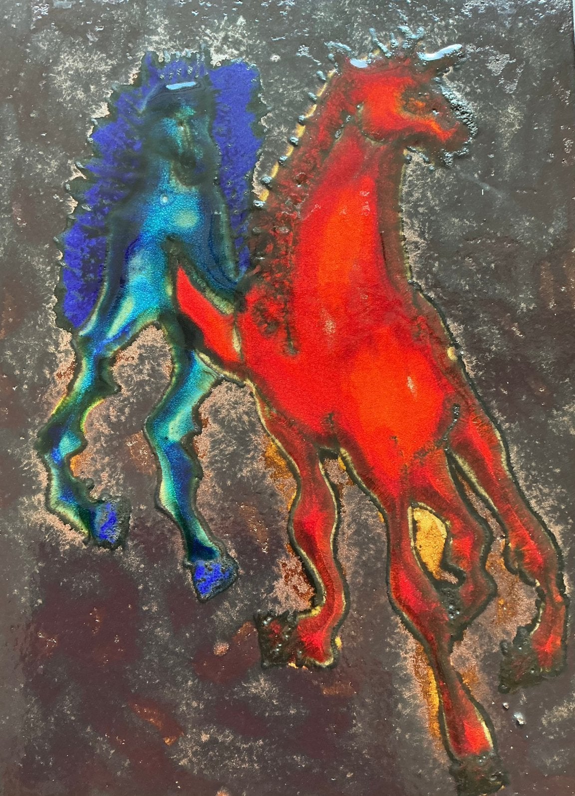 Ruscha keramiek 769 Wilde paarden., Ophalen of Verzenden, Dieren