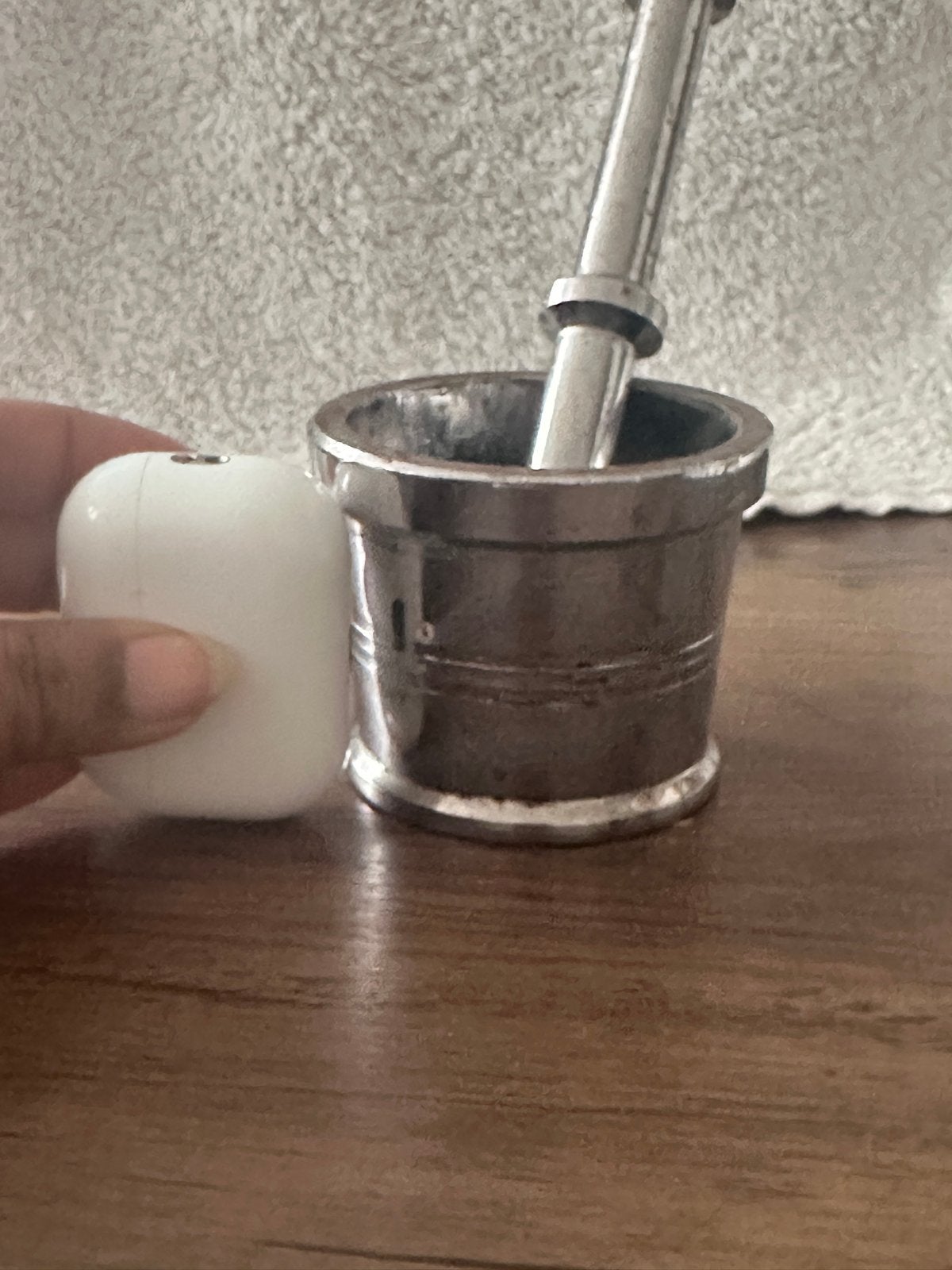 Metalen vijzel met stamper, Antiek en Kunst, Ophalen of Verzenden
