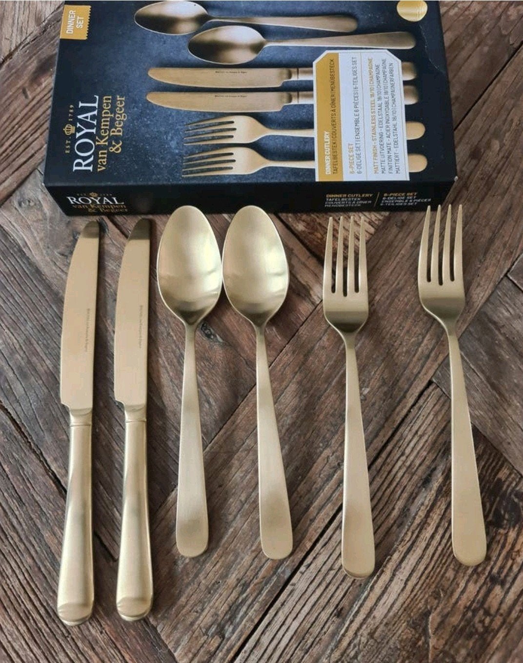 Royal van Kempen & Begeer bestekset - 6-delig - Goud, Huis en Inrichting, Keuken | Bestek, Royal Van Kempen & Begeer, Bestekset
