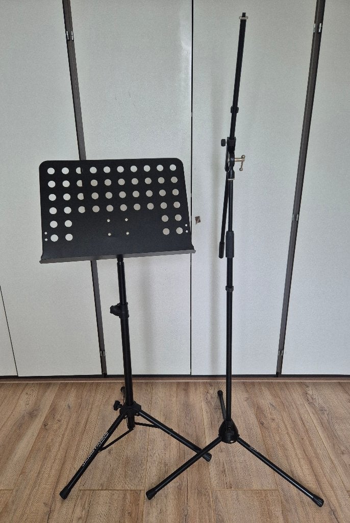 Microfoon standaard en muziek standaard zgan, Ophalen, Zo goed als nieuw, Muziekstandaard, Microfoon