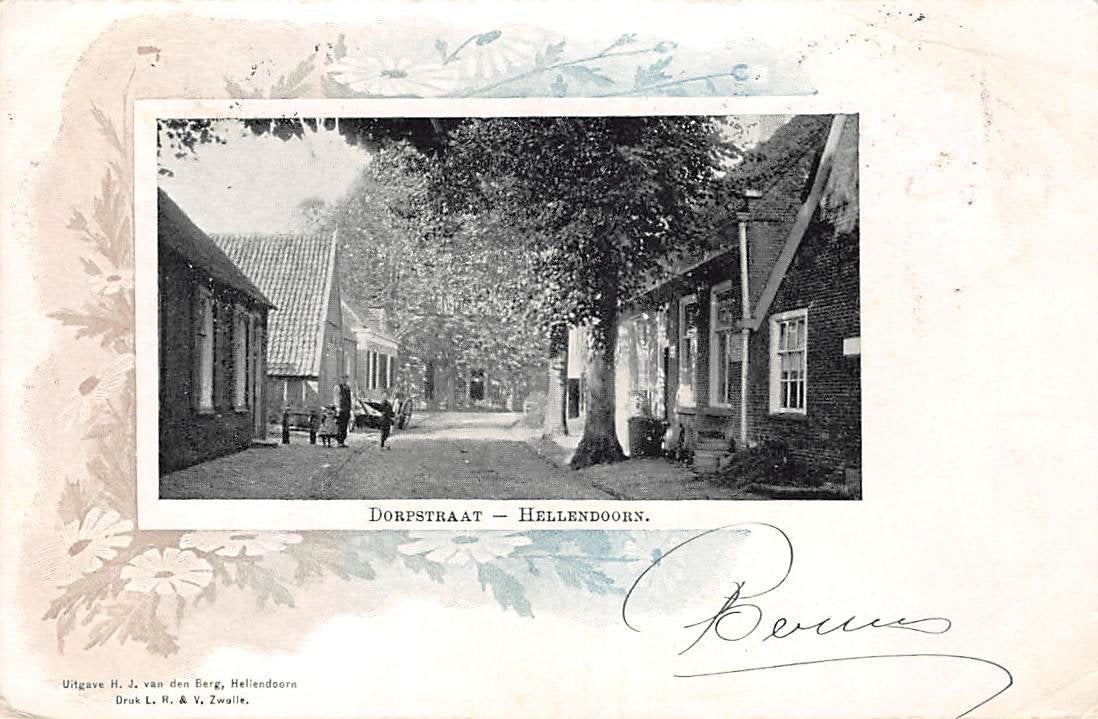 Hellendoorn Dorpstraat Salland Twente, Verzamelen, Ansichtkaarten | Nederland, Verzenden, Voor 1920, Gelopen, Overijssel