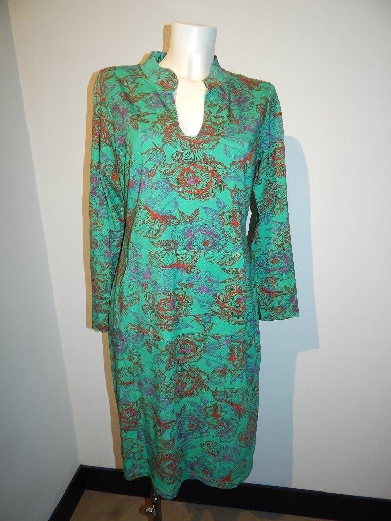 Lien & Giel appeltjes groene jurk in printje bloemen XXL, Kleding | Dames, Verzenden, Maat 46/48 (XL) of groter, Zo goed als nieuw