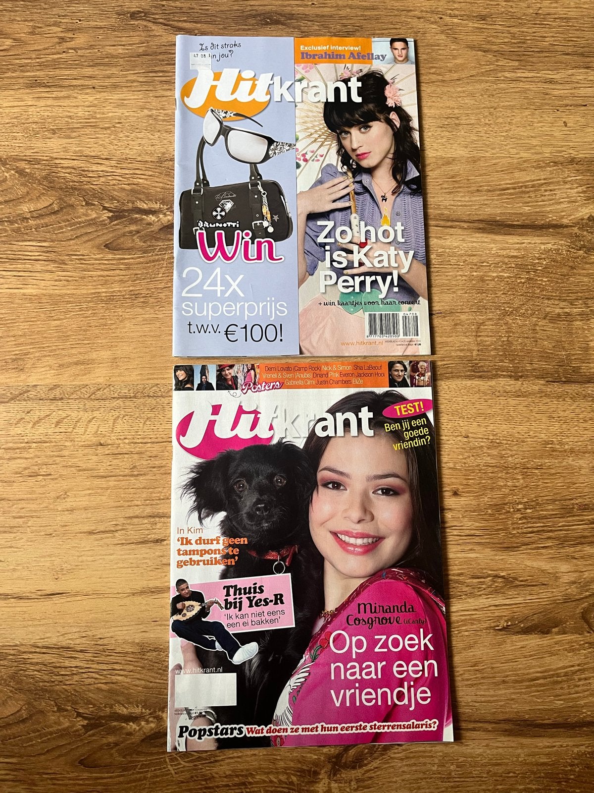 Hitkrant magazines met Katy Perry, Miranda Cosgrove en meer, Ophalen of Verzenden, Gelezen, Gossip of Showbizz