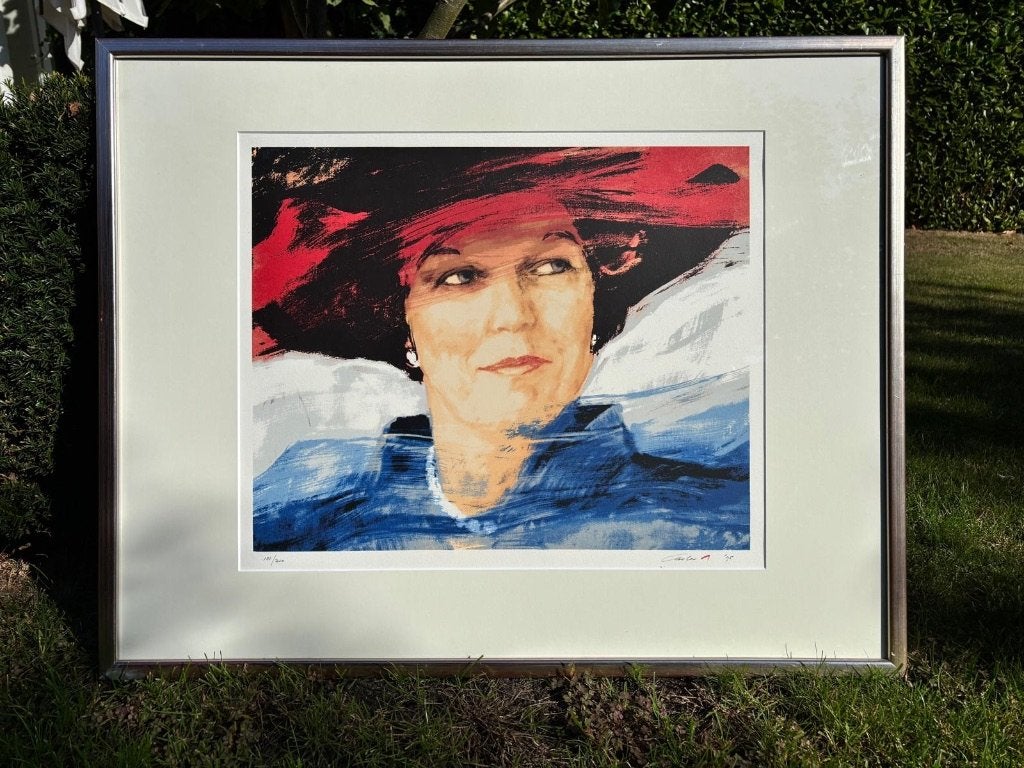 Carla Rodenberg zeefdruk Beatrix 1995, 1e oplage 101/210, Ophalen, Gesigneerd, Portret en Figuren, Zeefdruk