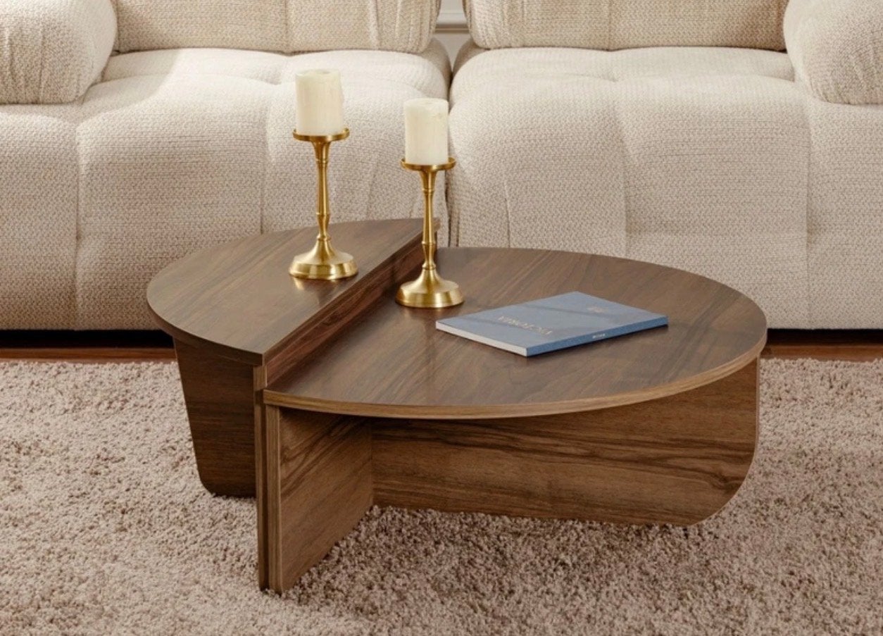 Salontafel Orion Walnoot 90 cm - Modern & Stijlvol, Huis en Inrichting, Tafels | Salontafels, Ophalen, Rond, Nieuw, 50 tot 100 cm