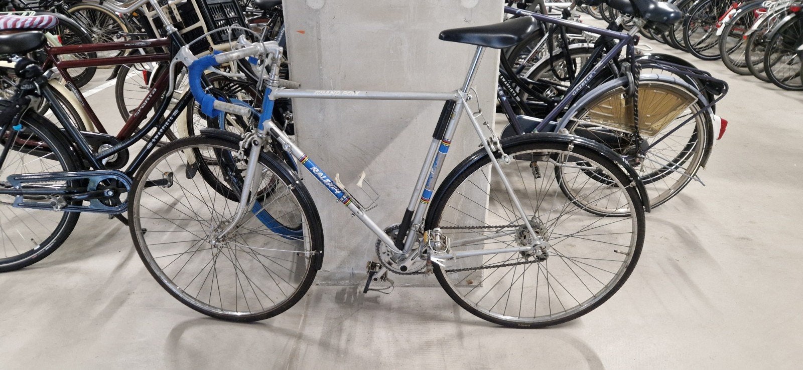 Vintage Raleigh Racefiets - Zilver/Blauw, Ophalen, Gebruikt
