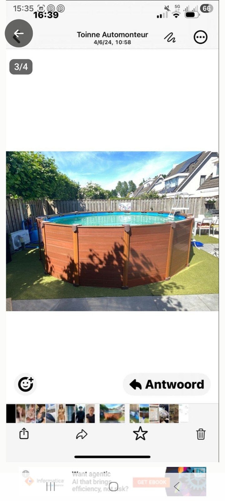 onderdelen opzetzwembad met houtlook ombouw, Tuin en Terras, 120 cm of meer, Gebruikt, 300 cm of meer, Ophalen of Verzenden