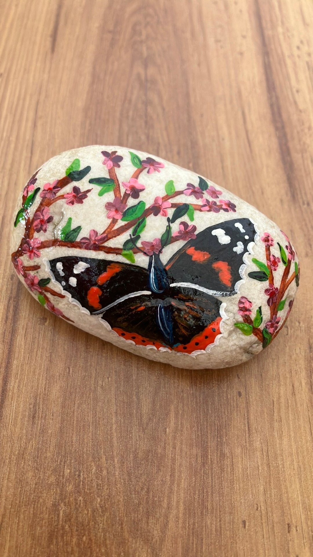Handbeschilderde steen vlinder, Ophalen of Verzenden