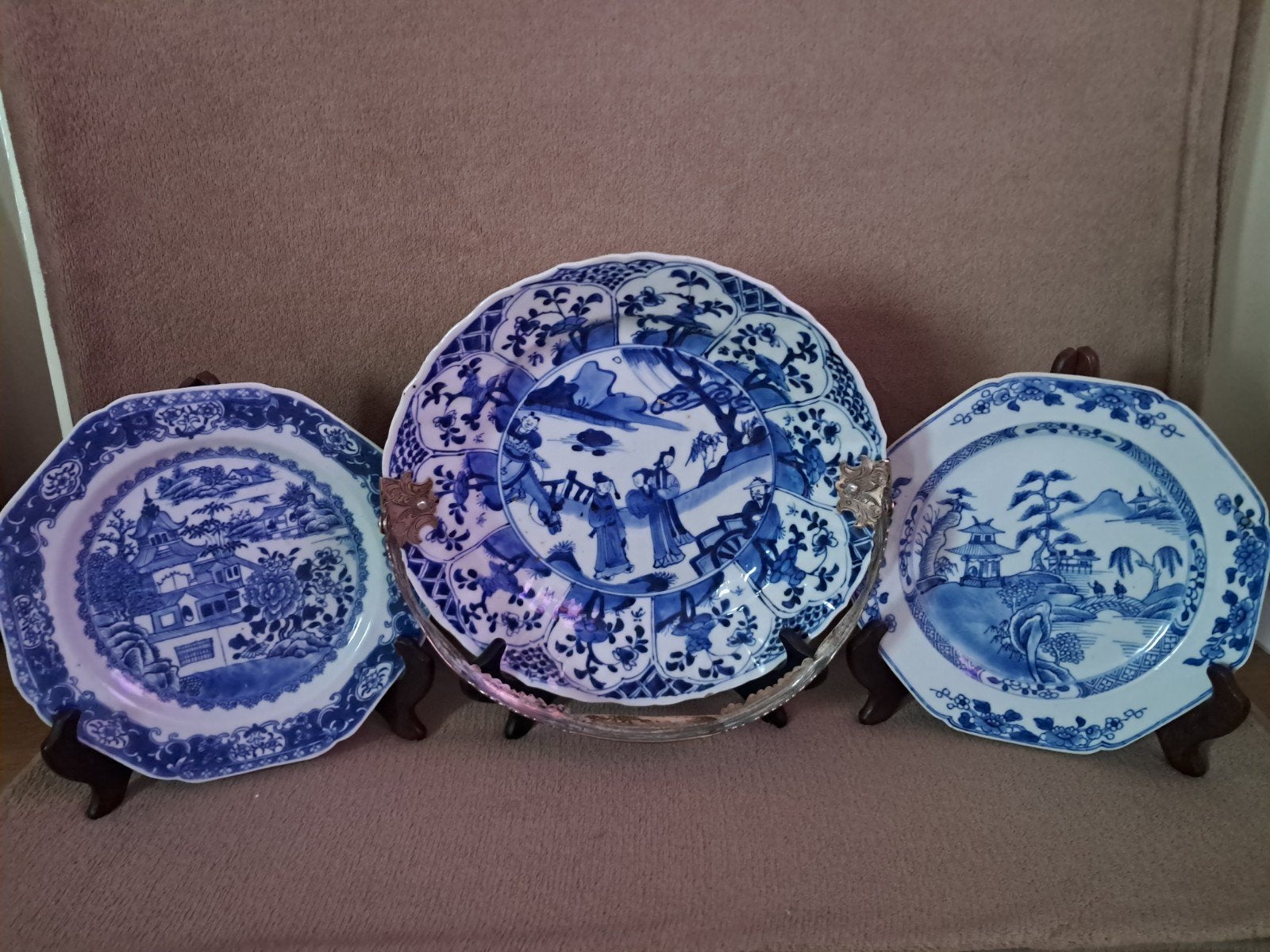 kangxi schotel en twee borden Qianlong, Ophalen of Verzenden