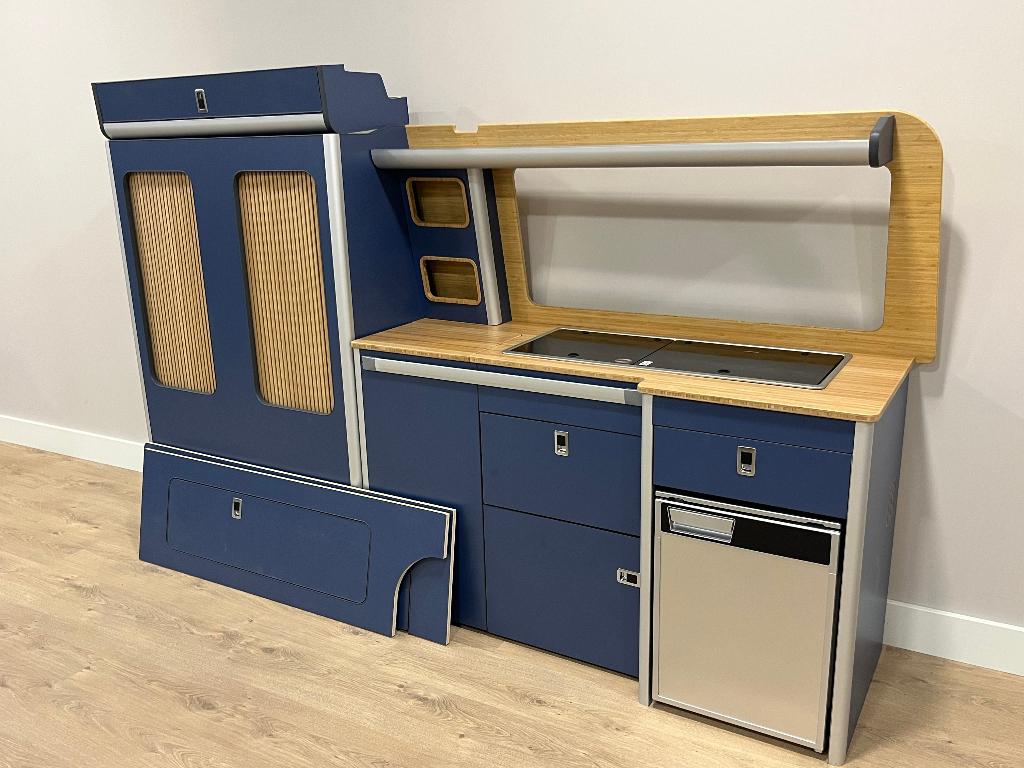 Meubelset keuken VW Transporter T5/T6 Deep Sea Blue / bamboe, Caravans en Kamperen, Ophalen, Hoefakker 3, Veen, Info@termeercampers.nl