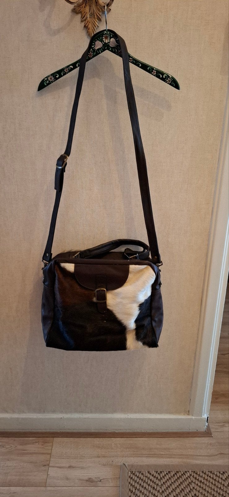 Mooie weekend/laptoptas koeienhuid, Ophalen of Verzenden, Zo goed als nieuw, Bruin