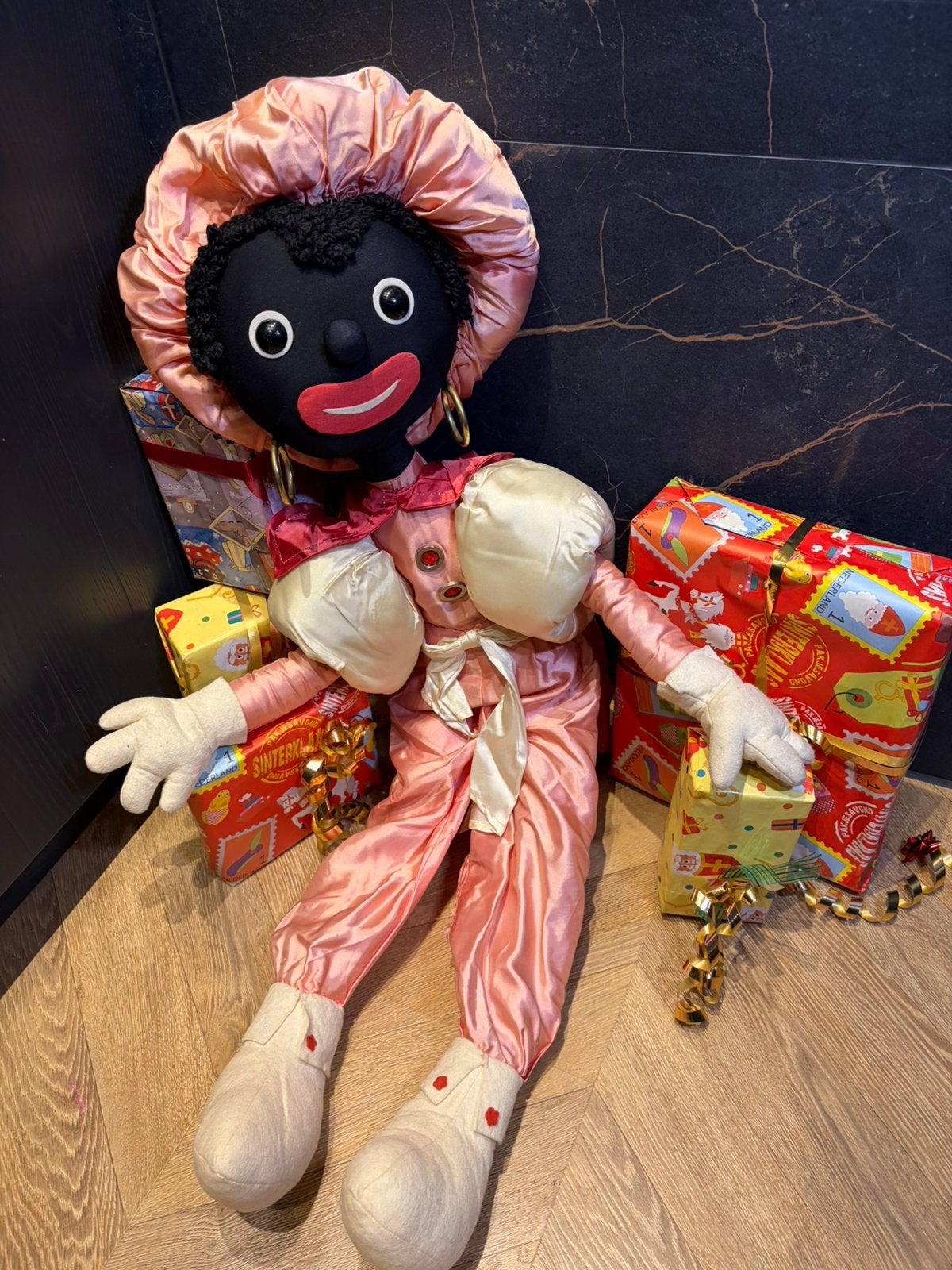 Grote zwarte piet pop decoratie sinterklaas vintage etalage, Ophalen of Verzenden, Gebruikt