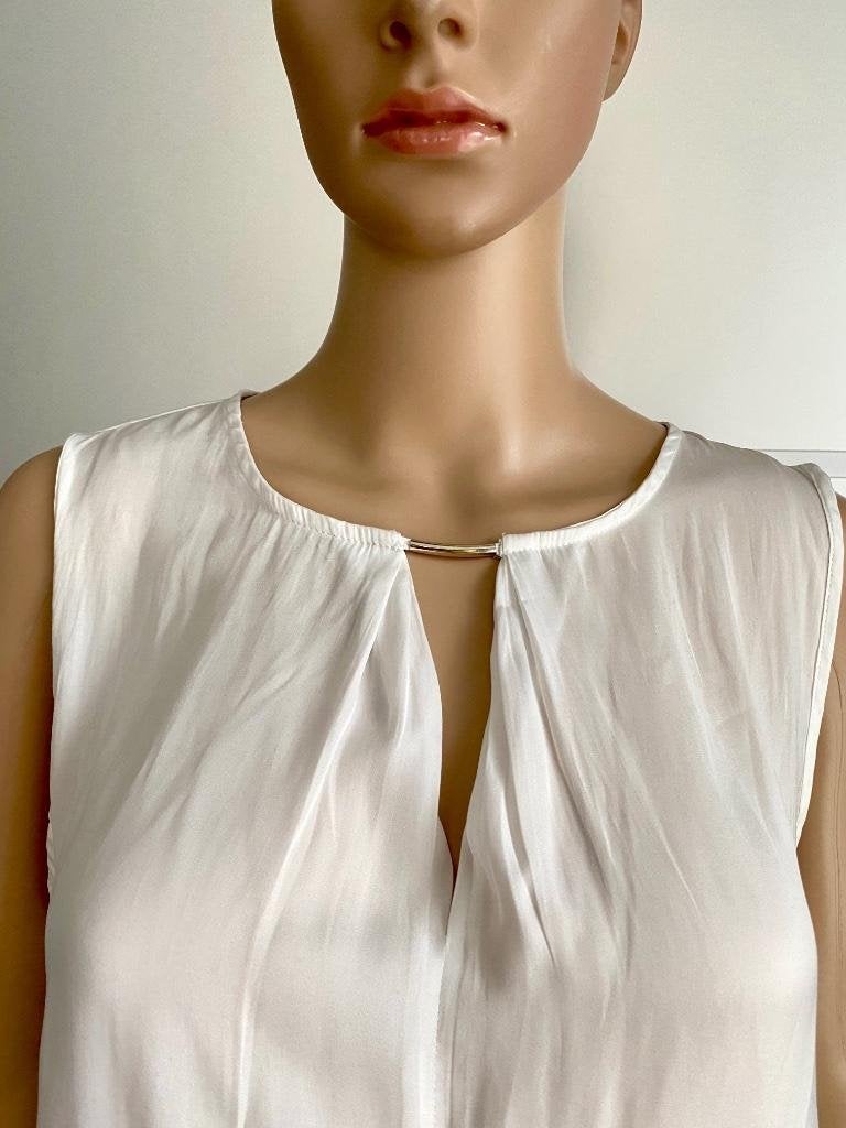 H406 Biba maat 42=L blouse blousje lang top gebr. wit, Kleding | Dames, Blouses en Tunieken, Wit, Maat 42/44 (L), Biba, Ophalen of Verzenden