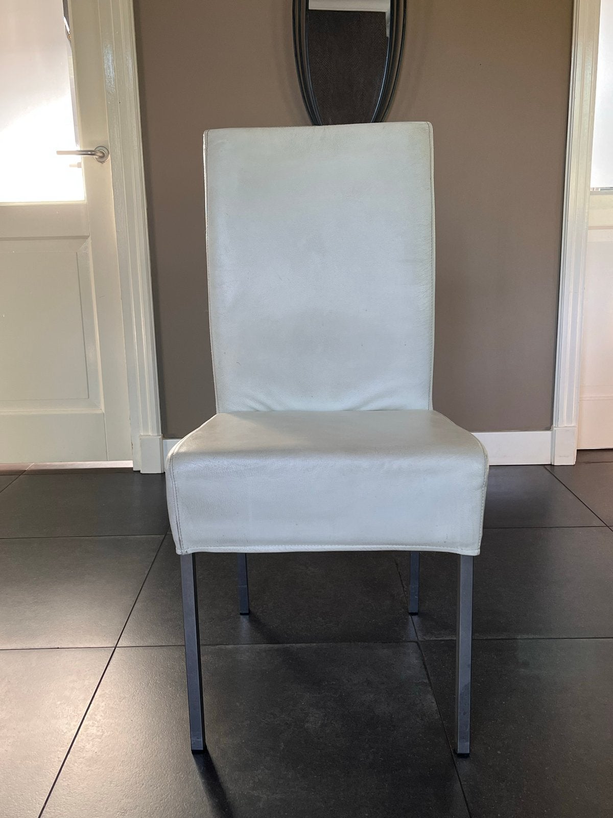 Witte eetkamerstoel - Modern design, Ophalen, Gebruikt, Wit, Leer