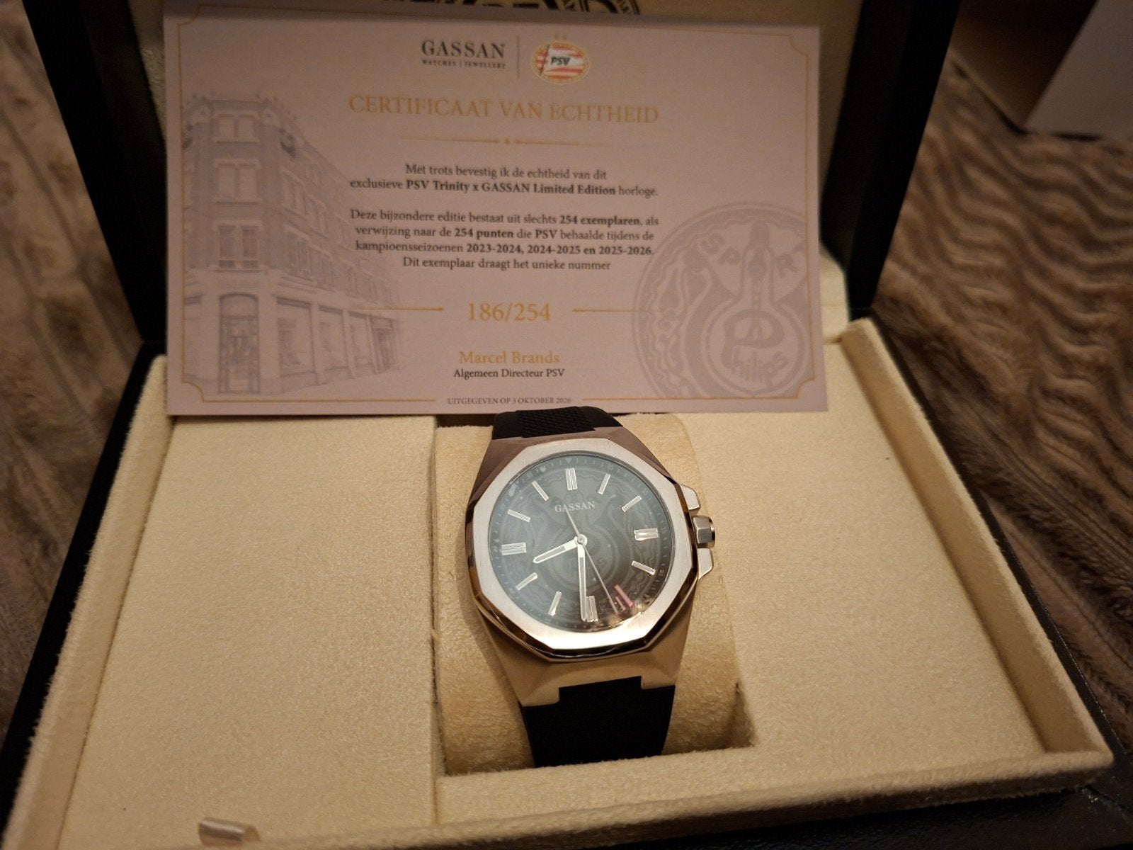 Gassan psv horloge uniek nr 186/254, Staal, Polshorloge, 1960 of later, Ophalen