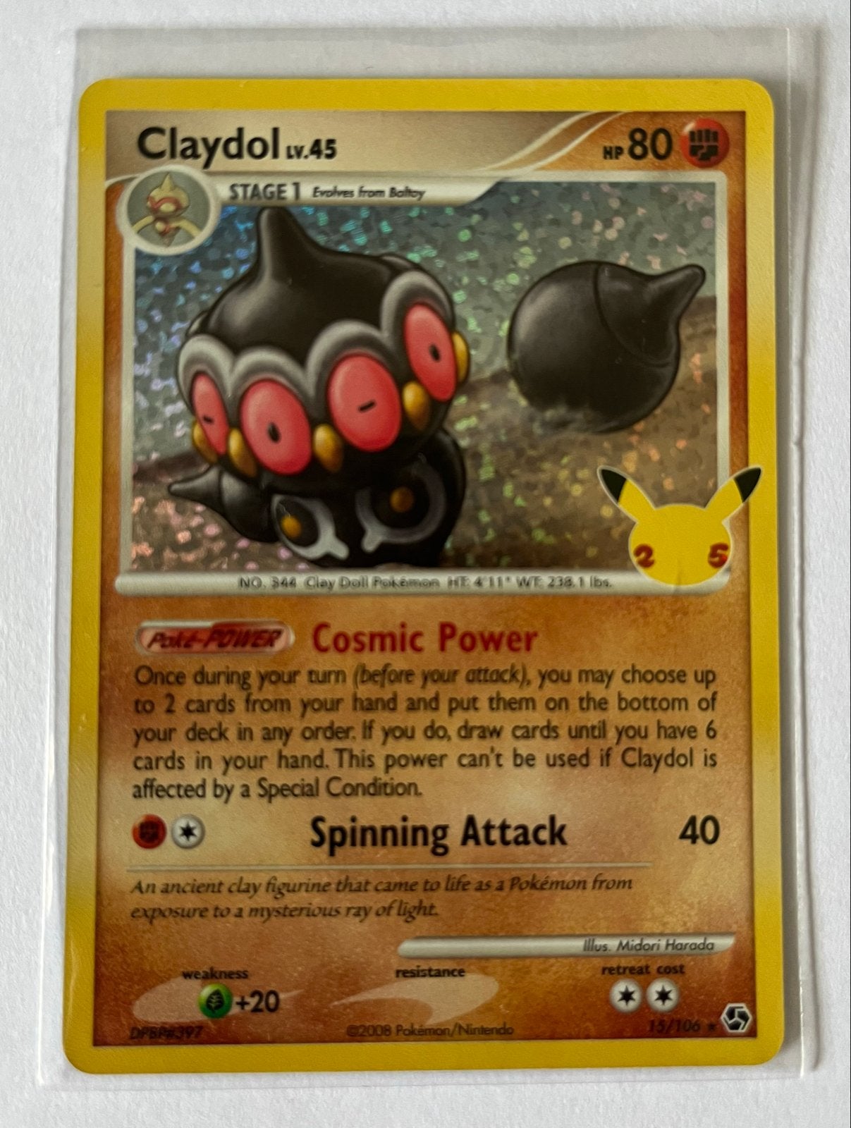 Claydol Lv.45 Pokémon kaart, Ophalen of Verzenden, Zo goed als nieuw, Losse kaart, Foil