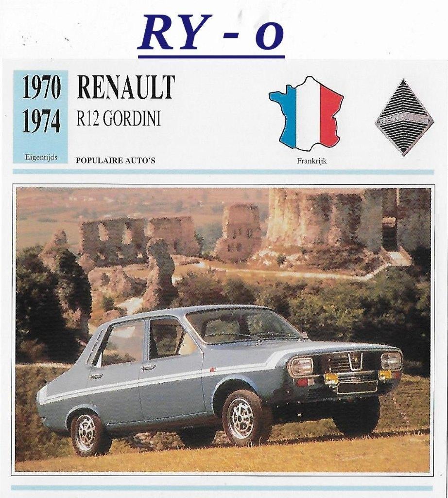 Ry0 autokaart renault r12 gordini ( 1970 - 1974 ), Ophalen of Verzenden, Zo goed als nieuw