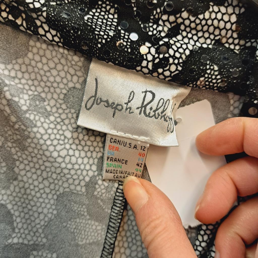 Joseph Ribkoff zwart wit gebloemde glitter jurk 40 nr 40469, Kleding | Dames, Jurken, ., Zwart, Joseph Ribkoff, Ophalen of Verzenden