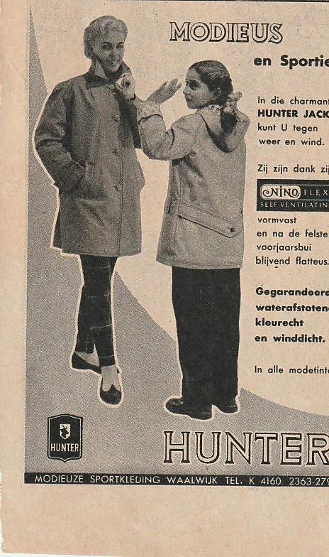 Retro reclame 1954 Hunter Waalwijk dames- en meisjesjassen, Verzenden, Overige typen