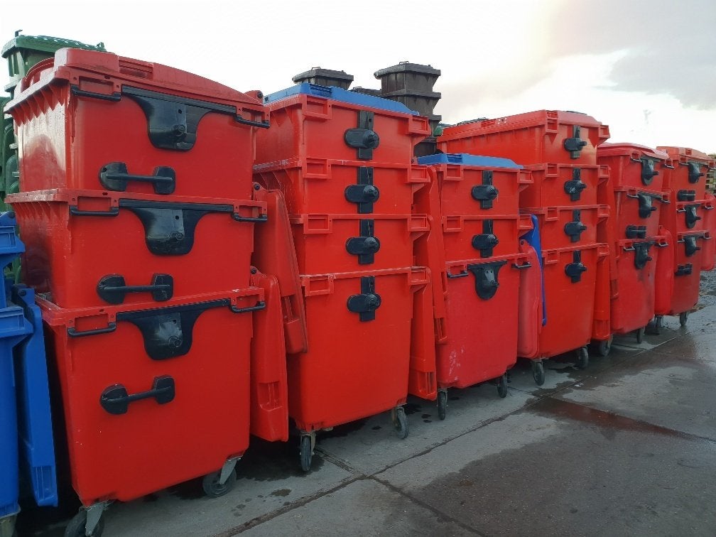 KUNSTOF AFVALCONTAINER 1100L- DIRECT BESCHIKBAAR, Huis en Inrichting, Woonaccessoires | Prullenbakken, Ophalen, Kunststof, Gebruikt