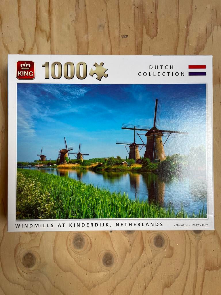 King Legpuzzel 1000 stukjes - Molens Kinderdijk, Ophalen of Verzenden, 500 t/m 1500 stukjes, Gebruikt, Legpuzzel