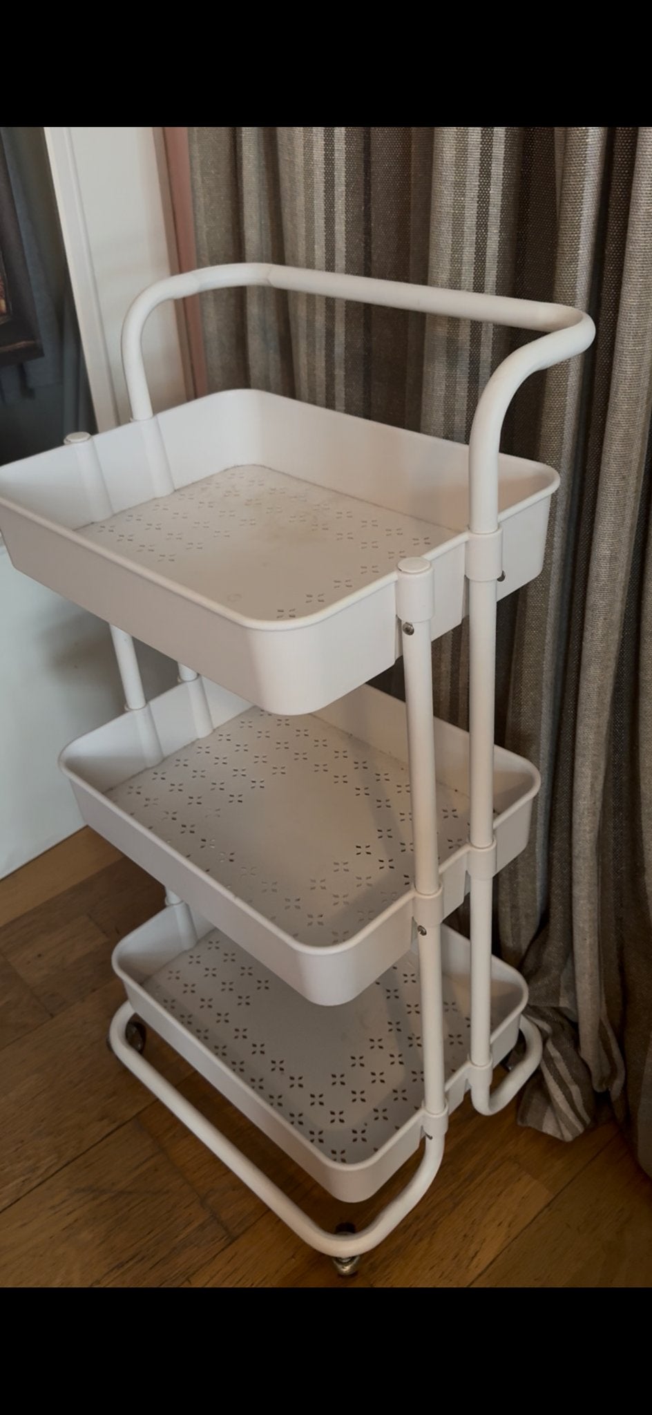 Witte metalen rek trolley wieltjes keuken douche opberg rek, Ophalen, Gebruikt, Wit, Metaal