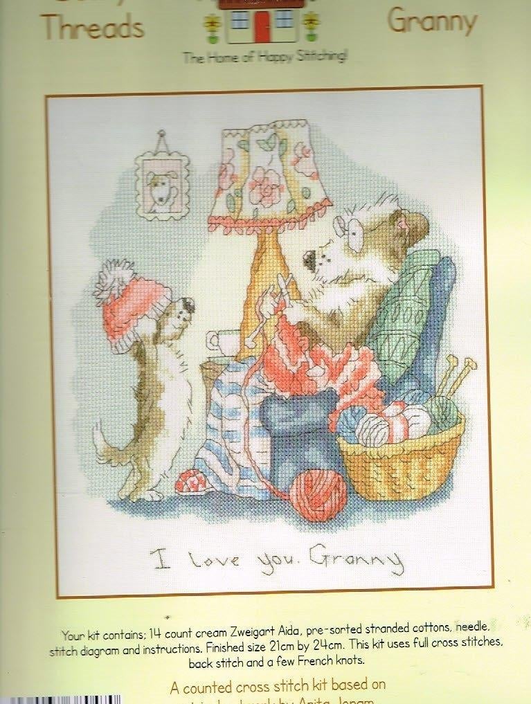 Cado KOOPJE Bothy threads borduurpakket  I love Granny, Hobby en Vrije tijd, Borduren en Borduurmachines, Ophalen of Verzenden