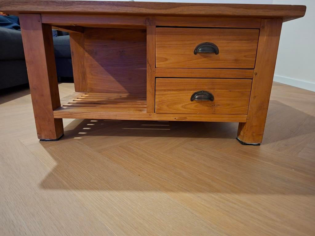 Teakhouten salontafel, Ophalen, 25 tot 50 cm, 50 tot 100 cm, Minder dan 100 cm