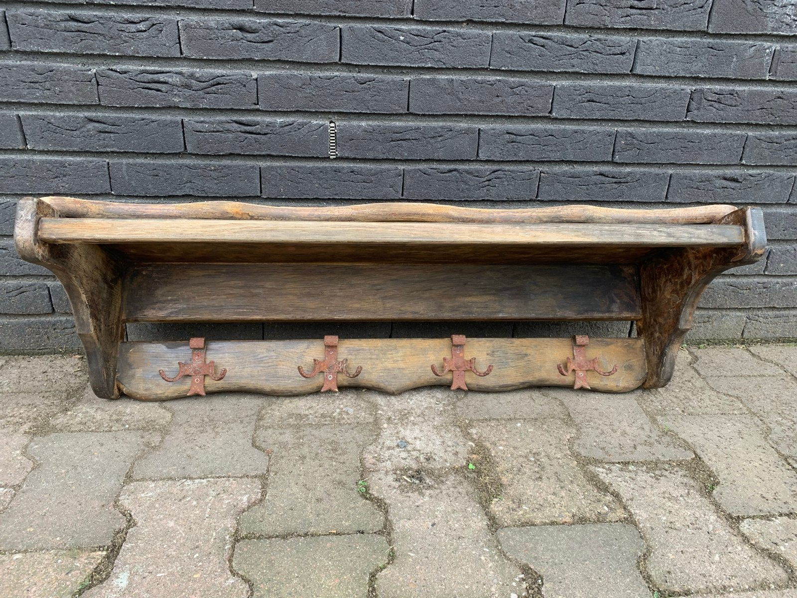 Brocante houten wandkapstok, Huis en Inrichting, Woonaccessoires | Kapstokken, Zo goed als nieuw, Minder dan 100 cm, Hout, Ophalen